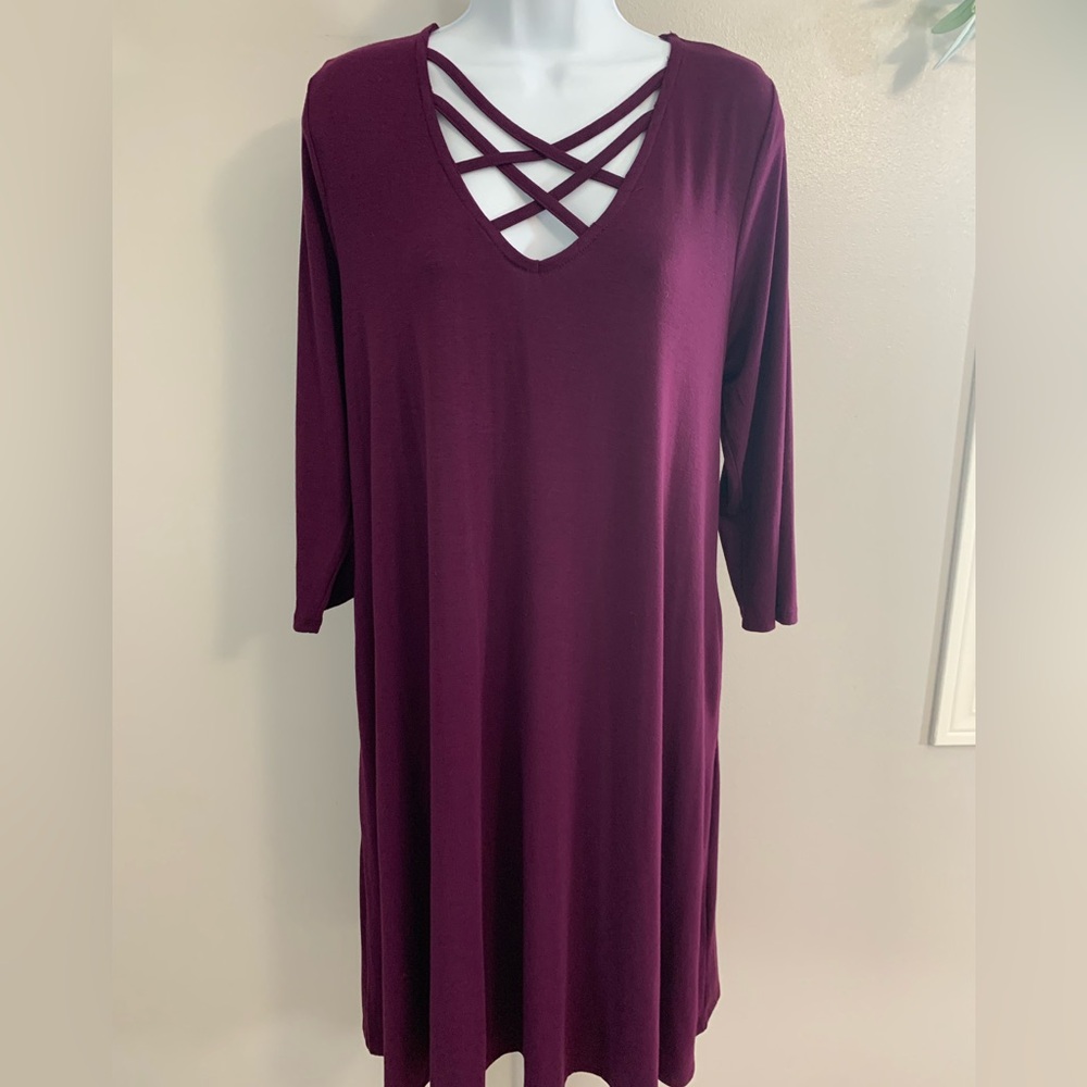 NWT Zenana Premium Purple Crisscross Dress